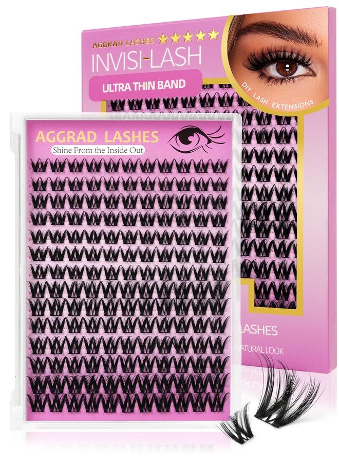 AGGRAD Flora Lash Clusters Kit Short 8-14mm Wispy Eyelashes Cluster Extension Kit D Curl Individual DIY False Lash Extension Spiky Cat Eye Lashes Fake Eyelashes Clusters with 0.03mm Ultra-Thin Wide Band - Image 1
